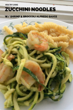 Zucchini Noodles With Shrimp & Broccoli Alfredo Sauce