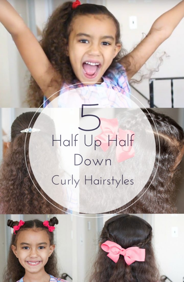 5 Easy Half Up Half Down Curly Hairstyles little girls biracial hair mixed hair care curlykids bantu knots braided hairstyles how to do dutch braid